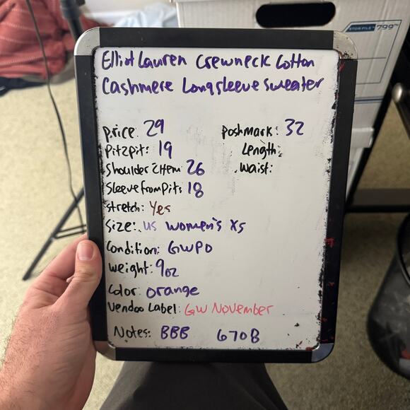 Elliott Lauren Crewneck Cotton Cashmere Long Sleeve Sweater US Womens XS - Picture 7 of 7